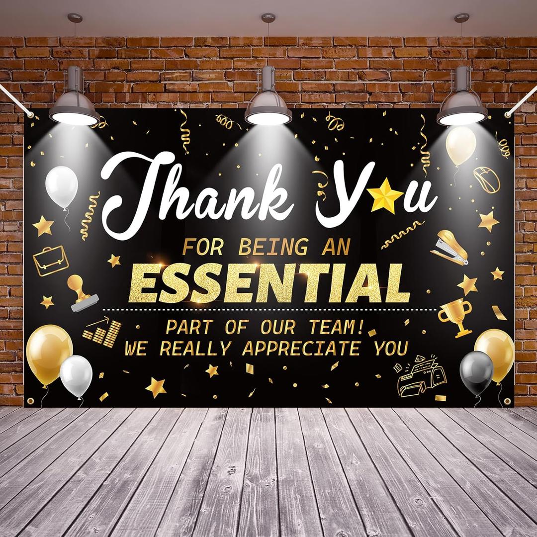 Teacher Appreciation Week Banner Employee Thanks Backdrop Thank You for Being An Essential Part Backdrop Staff Day Gifts Teacher Doctor Retirement Appreciation Party Supplies