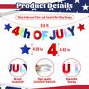3 x 4th of July Banner Decorations, No DIY Shiny Red Blue Iridescent Silver 4th of July Banner with Patriotic Star for USA America Fourth of July Independence Day National Day Party Decor