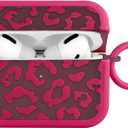 MOWIME Cheetah Print Case for AirPods Pro 2nd Generation, Shockproof Soft TPU Protective Cover with Keychain for Women Girls, Anti Scratch Case for AirPods Pro, Hot Pink