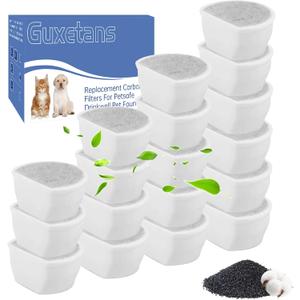 Guxetans 24Packs Pet Water Fountain Filters,12pcs Replacement Carbon Filter for PetSafe Drinkwell Fountains &12pcs Replacement Foam Filters for Pet Safe Pump