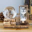 LED MusicCrystal Snow Globe Sand Timer Hourglass,Home Decor,Table Decor for Living Room Office Desk Decorations[Brass Ferris Wheel]