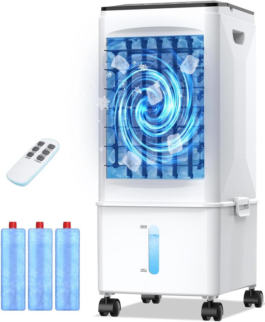 Portable Air Conditioners, [9.5L Reservoir] Evaporative Cooling Fans that Blow Cold Air, Quiet Portable AC Unit w/Remote & Timer, 3 Speed Swamp Cooler, Windowless Air Conditioner for Room Office