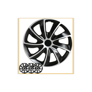 Hubcaps 4-Pack Kit, 17 inch Hub Caps Set of 4 Wheel Covers with Universal Snap-On Retention Rings, 2-Tone ABS Plastic Black and Silver Car Rims for All Models (SG-5084-DP-17)