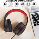 RORSOU R10 Over-Ear Headphones with Microphone, Lightweight Folding Stereo Bass Headset with 1.5M No-Tangle Cord, Portable Wired Headphones for Smartphone Tablet Computer MP3 / 4 (Black)