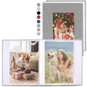 vivinin 2 Pack Photo Album 4x6, Linen Cover Photo Book, Small Photo Album Book for 36 Pockets Hold 72 Pictures, Picture Book for Photos Family Anniversaries Baby Vacations (Gray)