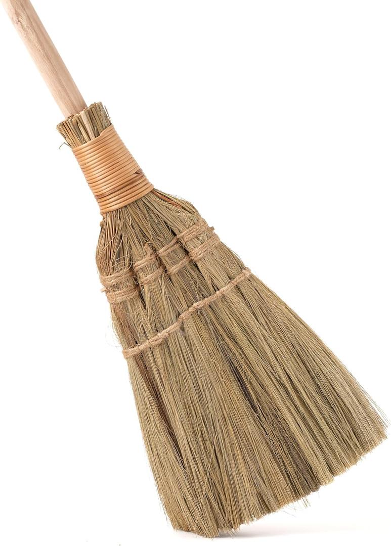 Vietnamese Straw Soft Broom for Cleaning with Long Handle Broom- Broom Decorative 9.45'' Width, 45.28" Length