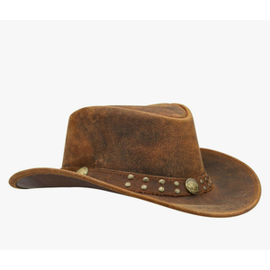 SideWinder Australian Cowboy Leather hat Unisex Adult for Men and Women Shapeable Outback Western Style Wide Brim 2XL
