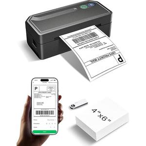 PKMHLXS Shipping Label Printer 4x6, Bluetooth Thermal Label Printer for Small Business, Warehouse or Home Office, Compatible with Windows iOS Android Mac, USPS  Ebay Etsy Black