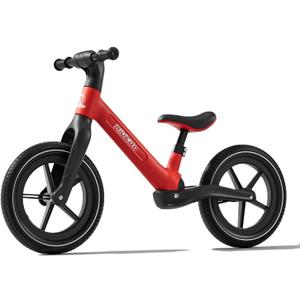 Ridego 14 Inch Balance Bike for Kids 3-6 Years, Lightweight Toddler Bike with Air Rubber Tires, Adjustable Seat, Durable Push Bicycle Gift for Boys & Girls (Red)