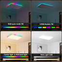 MOONSEA 23 Inch RGB LED Flat Panel Ceiling Light Fixture with Remote Control 32W + 7W, 3200LM, Dimmable Color Changing, Rectangle Surface Mount Ceiling Lamp for Living Room, Kids Room, Party, White, RGB + Rotating Color - Remote