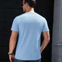 Waffle Henley Shirts for Men Short Sleeve Button Tops Casual Basic T Shirts Lightweight Summer Tees Knit 3 Pack (Blue, XL)