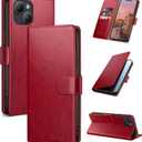 Wallet Case for iPhone 14 6.1" with RFID-Blocking Credit Card Holder, PU Leather Folio Flip Cover Women Men Protective Phone Case Compatible with Apple 14, Red