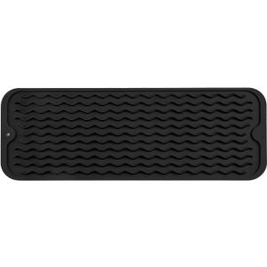 MicoYang Silicone Dish Drying Mat for Multiple Usage,Easy clean,Eco-friendly,Heat-resistant Silicone Mat for Kitchen Counter,Sink,Bar,Bottle,or Cup Black M 17 inches x 6 inches