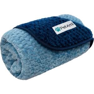 PetAmi Waterproof Dog Blanket, Leakproof Puppy Blanket for Small Medium Dogs, Furniture Sofa Couch Cover Protector, Fleece Pet Throw Indoor Cat Kitten, Reversible Washable Soft Plush, 29x40 Navy Blue