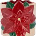 Napco Wrapped Poinsettia - 5 x 4.75 Inch Red Ceramic Standing Planter Pot
