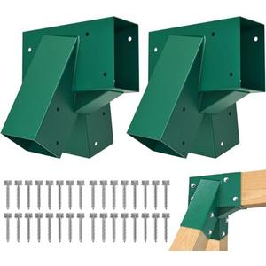 BeneLabel A-Frame 2 Swing Set Brackets, Heavy Duty Steel Swing Set Hardware with Mounting Hardware, DIY Swing Set End Bracket Swing Set Kit for 2 (4x4) Legs & 1 (4x6) Beam, Green