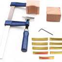 Jiayouy Guitar Bass Fingerboard Fret Press Insert Tool + 9Pcs Radian Fret Press Caul Inserts with 2pcs Wooden Soundhole Cauls, Hex Wrench