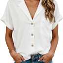 Ruffle Sleeve Tops for Women 2026 Casual V Neck T Shirts Double Tiered Bell Sleeve Cute Tee Shirt Blouses S-3XL (White, XL)