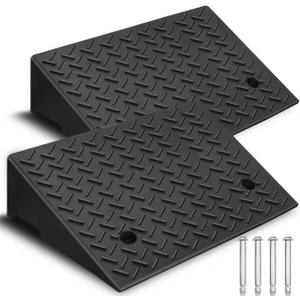 Rubber Curb Ramp,2 Pack,5" Rise Height,11023Ibs, Capacity Driveway Ramps,19.7" L x 12.6" W,Capacity Threshold Ramps,Suitable for Cars, wheelchairs, Scooters, Lawn mowers (5")