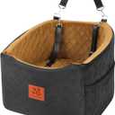 Dog Car Seat for Small Medium Dogs, Memory Foam Booster Car Seat for Dogs up to 35 lbs, Elevated Pet Car Seat, Travel Bed with Washable Removable Cover and Storage Pockets (Black/Coffee)