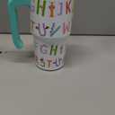 Alphabet Tumbler 20oz with Handle and Silicone Straw Lid for Kid, Insulated Stainless Steel Cup with Monster Design, Gift for Kids Girls Boys, Gifts Idea for Birthday Christmas Back to School