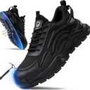 Steel Toe Shoes for Men Work Shoes Men Steel Toe Shoe for Construction Breathable Anti Smash Sneakers for Warehouse Lightweight Safety Indestructible Sneakers for Industrial Black 10.5