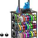 4-Tier 3D Printer Stand for Filament Storage,Heavy Duty 3D Printer Table Cart Holds 52 Spools,3D Printer Filament Rack with Wheels & Wood Top,3D Printers Cart for Workshop,Studio,Home Office (Brown)