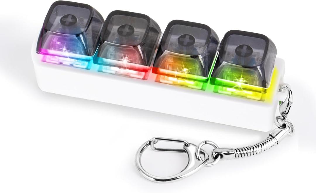 Keyboard Fidget Toy for Adults Keyboard Clicker with LED Light Keychain Fidget Stress Relief Sensory Toy (4 in 1)