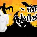 Ghost Costume White Poncho Cloak Boo Cape for Halloween Spooky Party Decoration (White)