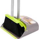 TreeLen Broom and Dustpan Set, TreeLen Broom with Dust Pan with Long Handle Combo Set for Office and Home Standing Upright Sweep Use with Lobby