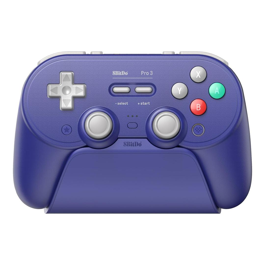 8BitDo Pro 3 Bluetooth Controller for Switch/Switch 2  TMR Joysticks, Swappable ABXY Buttons, Pro Back Buttons, Charging Dock, Hall Effect Triggers, for Windows, Apple, SteamOS, Android - Purple