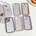 Skyseaco for iPhone 15 Case Glitter, Cute Clear Flower Floral Pattern for Women Girls, Bling Sparkly Double-Sided Rhinestones, Soft Shockproof Protective Cover, Black