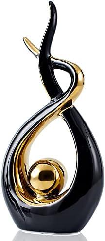 FJS Home Decor Modern Art Ceramic Statue, Black Sculpture Table Decorations for Living Room Dining Room, Coffee Table Centerpiece Shelf Decor 12.2" H