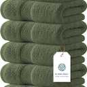 White Classic Luxury Forest Green Hand Towels - Soft 100% Turkish Cotton | Highly Absorbent Hotel spa Bathroom Towel Collection | 16x30 Inch | Set of 6