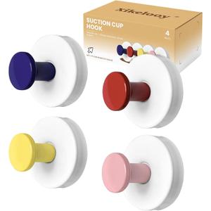 Suction Cup Hooks, Suction Cup Hooks for Shower,Removable Towel Hooks for Bathroom Window Glass Door Wall, Bath Robe Looafh Wreath Hook for Hanging