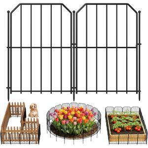 Goovilla Garden Fence, Total 19ft(L) x 24in(H) Garden Fencing Animal Barrier, 19 Pcs Rustproof Metal Wire No Dig Fence Panels, Black Decorative Garden Fences and Borders for Dogs, Flower Bed, Patio