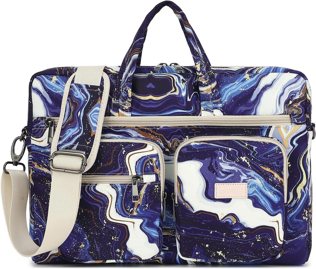Laptop Shoulder Bag15.6inch women men Waterproof 16inch Computer Bags Women Business Office Work Bag Briefcase 14 inch case (Blue Marble)