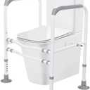 Toilet Safety Rails, Adjustable Toilet Safety Frame, Toilet Safety Rails for Seniors, Toilet Handles for Elderly and Disabled, Toilet Rails for Seniors, Toilet Rails,Elderly Assistance products, 600LB (White)