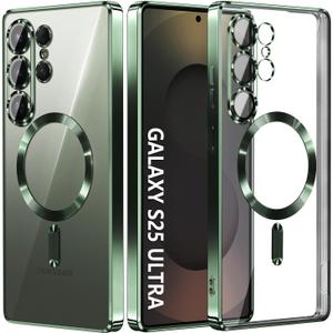 Compatible with Samsung Galaxy S25 Ultra CaseOnly.Magnetic Cover for S25 Ultra. Glossy Slim Thin Soft funda capa para for Galaxy S25 Ultra 6.9 inch.Compatible with MagSafe (Deep Green)