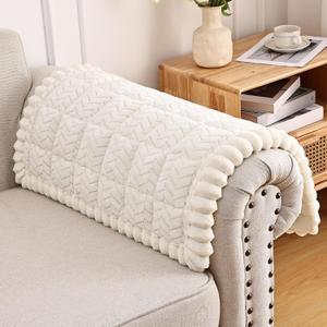 Smiry Couch Cover for Dogs, Non Slip Fuzzy Pet Sofa Arm Covers Washable for Armrest & Backrest, Soft Thick Furniture Protector for Cats Dogs, Against Fur, Dirt (Beige, 27.6"x27.6")
