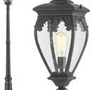 Outdoor Lamp Post Light, Lamp Posts Outdoor Lighting with Waterproof Aluminum Pole and Glass Panels, Street Lamp Light Posts for Outside Yard Garden Driveway ( 8"L x 8"W x 85.9"H)