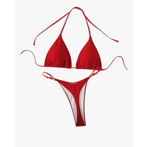 GORGLITTER Women's High Cut Thong Bikini Sets Halter Triangle Top Swimsuit Bathing Suit, Size S