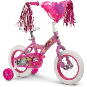 Huffy Disney Princess 16" Girls' Bike, Ideal for Ages 4-6 Years Old, Removable Training Wheels, Disney Princess Design, Sturdy and Durable, Heart Shaped Basket, Shimmering Streamers, Adjustable Comfort