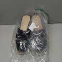 Coutgo Women's Wedge Sandals Platform Espadrille Heels Open Toe Strappy Slip On Casual Summer Slide Shoes (7.5, Black)