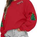 UNIQUEONE Christmas Sweatshirt Women Christmas Xmas Sweater Merry and Bright Long Sleeve Shirts Holiday Pullover Tops (Red)