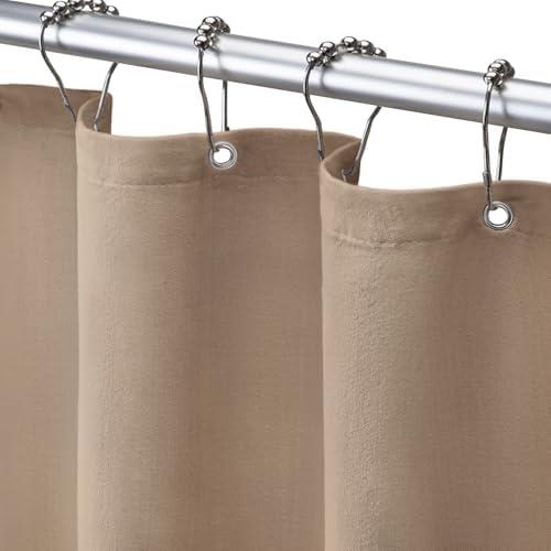 Awellife Khaki Shower Curtain Linen Textured Boho Farmhouse Shower Curtains for Bathroom Fabric Liner 72 x 72 Inch