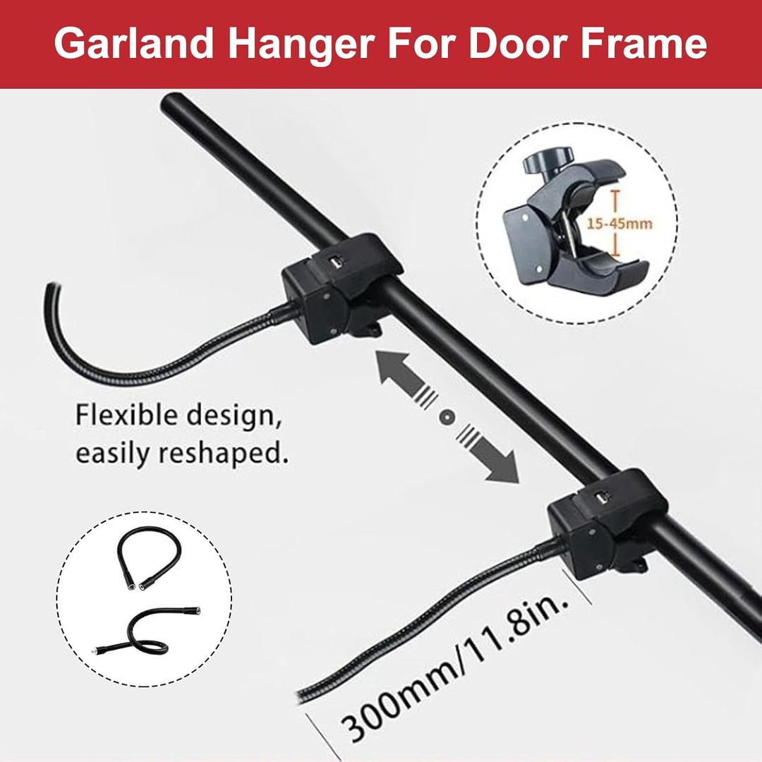 Garland Hanger for Front Door, Garland Holder for Door Frame Adjustable 32-39 inches, Load Capacity 20 lbs No Screws and Drilling for Halloween Christmas Decor