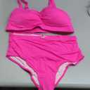 Yonique Women Plus Size High Waisted Bikini Sets Two Piece Strapless Swimsuits Tummy Control Bathing Suit Bandeau Swimwear (Anti-slip Strip - Hot Pink, 16Plus)