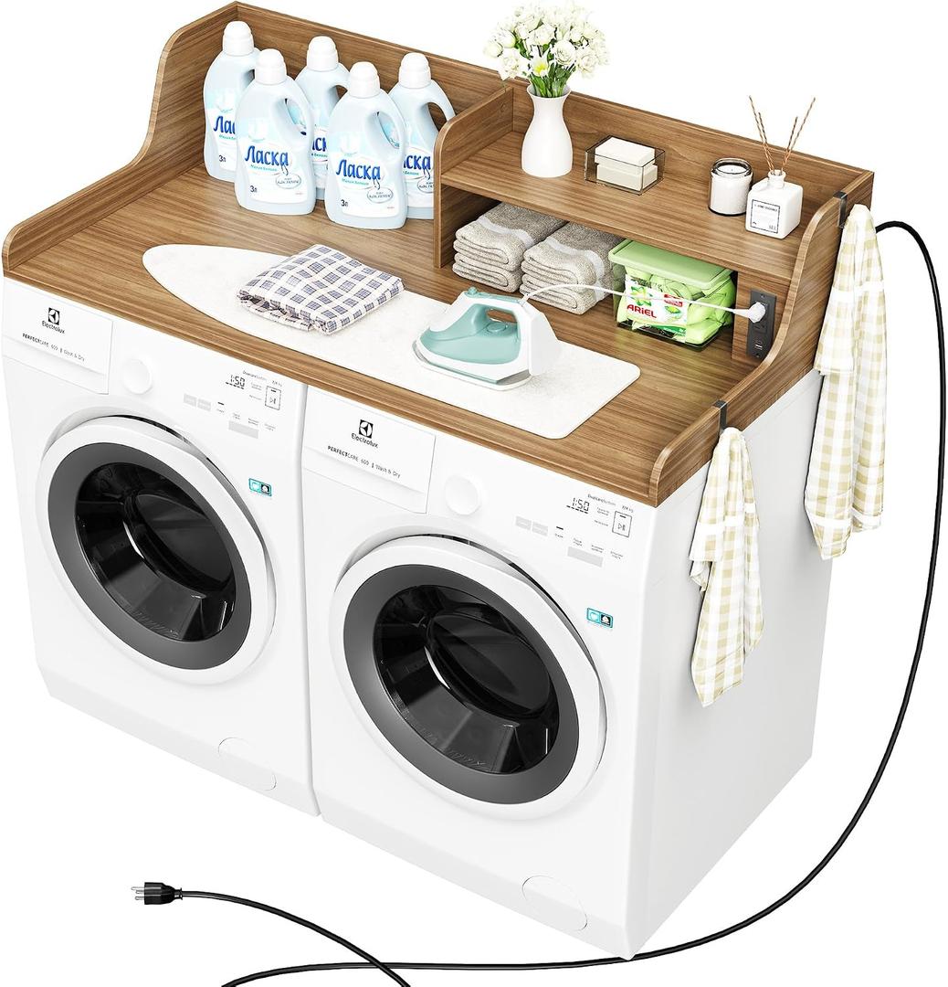 Washer Dryer Countertop with Power Outlet, 54"W x 27.5"D Laundry Countertop