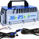DC HOUSE 36V 25A Lithium Battery Charger, 900W Fast Charger, Charging Efficiency  93%, IP65 Waterproof Anti-Fall with Cooling Fan, Suitable for 36V Golf Cart,Trolling Motor, Forklift LiFePO4 Battery